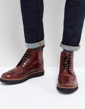 Бордовые кожаные ботинки-броги Dead Vintage. Цвет: красный