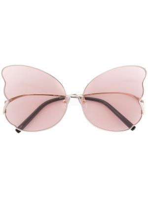 Солнцезащитные очки с дизайном крыльев бабочек Matthew Williamson. Цвет: металлический