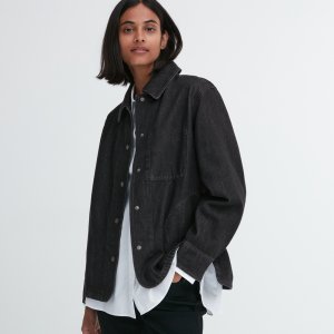 Куртка джинсовая длинная в стиле ретро, черный Uniqlo