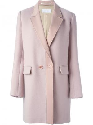 Двубортное пальто с контрастными лацканами Mauro Grifoni. Цвет: розовый и фиолетовый