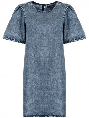 Платье из вареного денима с короткими рукавами Armani Exchange. Цвет: синий