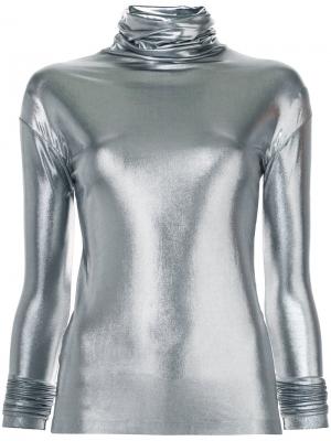 Блузка с высокой горловиной Les Animaux. Цвет: металлический