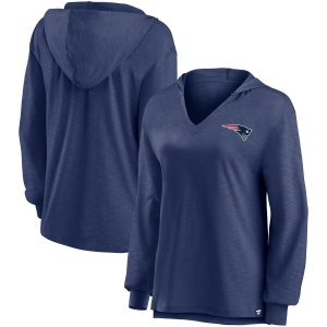 Женский темно-синий джемпер с капюшоном New England Patriots, пуловер v-образным вырезом и Fanatics