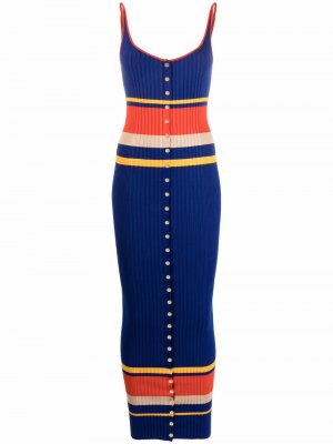 Трикотажное платье макси в стиле колор-блок Paco Rabanne. Цвет: синий