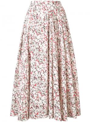 Пышная юбка миди с мраморным принтом Rosie Assoulin. Цвет: нейтральные цвета