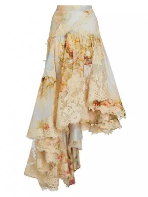 Асимметричная юбка макси с кружевом Luminosity , цвет garden scene Zimmermann