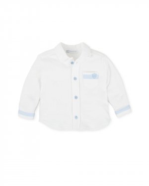 Белая рубашка интерлок для мальчика , светло-синий Tutto Piccolo