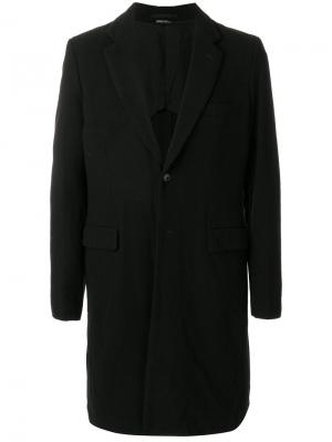 Однобортное пальто с заплаткой в виде черепа Comme Des Garçons Homme Plus. Цвет: чёрный