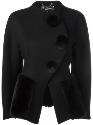 Укороченный пиджак Salvatore Ferragamo. Цвет: чёрный