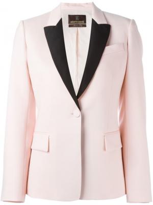 Пиджак с контрастными лацканами Roberto Cavalli. Цвет: розовый и фиолетовый