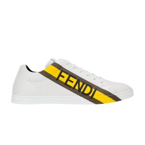 Кроссовки Leather Sneaker ' Logo - White Yellow', белый Fendi