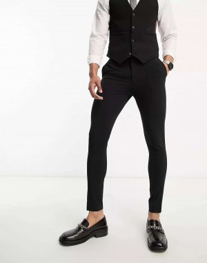 Черные суперузкие костюмные брюки ASOS. Цвет: черный