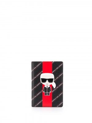Обложка для паспорта K/Stripe Ikonik Karl Lagerfeld. Цвет: черный