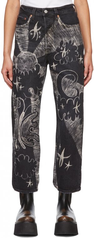 Black Anna Castellano Edition Hand-Painted Cosmic Jeans Sui. Цвет: black multi