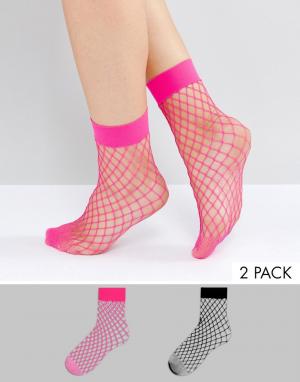 Набор из 2 пар сетчатых носков New Look. Цвет: розовый