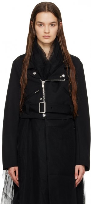 Черная куртка с поясом Black Comme des Garçons