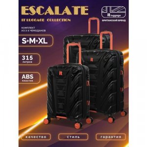 Комплект чемоданов , 3 шт., 159 л, размер XL, черный IT Luggage. Цвет: черный