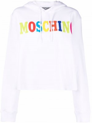 Logo-print organic cotton hoodie Moschino. Цвет: белый