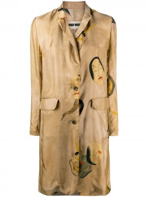 Однобортное пальто с вышивкой Uma Wang. Цвет: нейтральные цвета