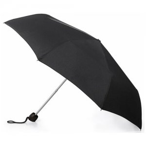 Зонт , механика, 3 сложения, купол 96 см., 8 спиц, система «антиветер», чехол в комплекте, черный FULTON. Цвет: черный