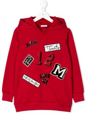 Толстовка с капюшоном и заплатками Dolce & Gabbana Kids. Цвет: красный