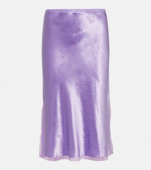 Атласная юбка-комбинация с шелковой отделкой VINCE, фиолетовый Vince