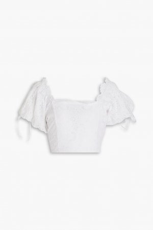 Укороченный топ Melina из английской вышивки Loveshackfancy, цвет Off-white LoveShackFancy