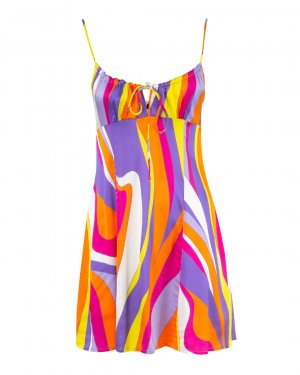 Цветное платье MC2 Saint Barth. Цвет: оранжевый+фиолетовый