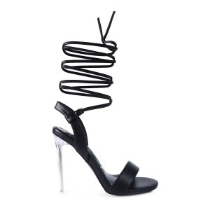 Прозрачные женские классические сандалии на шпильке Sheeny со шнуровкой , черный London Rag