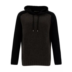 Футболка and grey hooded bi-color sweater in wool ble , черный La Fileria