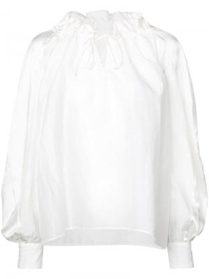 Свободная блузка с горловиной на шнурке Tsumori Chisato. Цвет: белый
