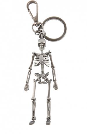 Брелок для ключей в виде скелета Alexander McQueen. Цвет: серый