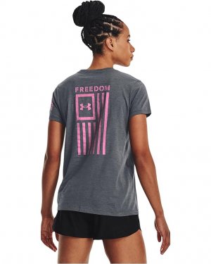 Футболка New Freedom Flag T-Shirt, цвет Pitch Gray Medium Heather/Pink Edge Under Armour