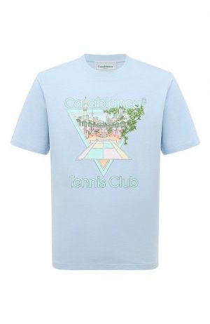 Хлопковая футболка Casablanca. Цвет: голубой