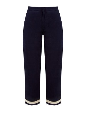 Укороченные брюки из габардина с контрастными завязками JIL SANDER. Цвет: синий