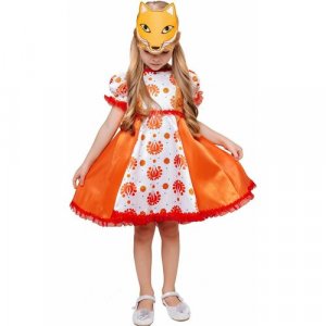 Детский костюм Лисы Любаньки Pug-06 пуговка. Цвет: оранжевый/красный/белый