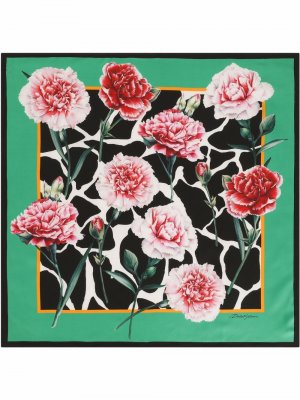 Шелковый платок с цветочным принтом Dolce & Gabbana. Цвет: зеленый