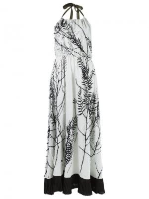 Платье с принтом и вырезом петлей-халтер Isabela Capeto. Цвет: белый