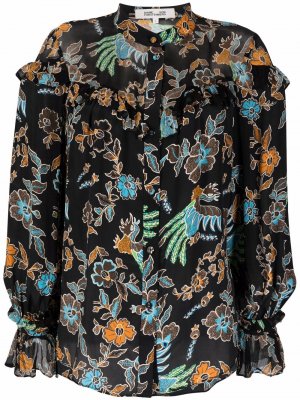 Блузка с цветочным принтом DVF Diane von Furstenberg. Цвет: черный