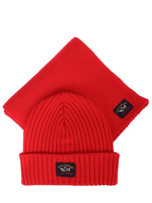 Комплект шапка и шарф PAUL & SHARK. Цвет: красный