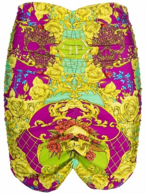 Облегающая юбка с принтом Philipp Plein. Цвет: фиолетовый