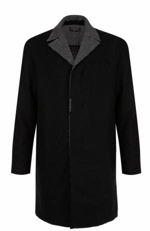 Шерстяное однобортное пальто с отложным воротником Transit. Цвет: черный