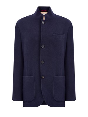 Куртка-пиджак из водоотталкивающей кашемировой ткани BRUNELLO CUCINELLI. Цвет: синий