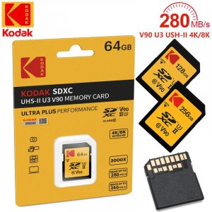 SD-карта V90 128 ГБ UHS II 8K Ultra HD карта памяти U3 SDXC TF карты высокоскоростная микро SD до 280 МБ/с для камеры DSLR MILC Kodak