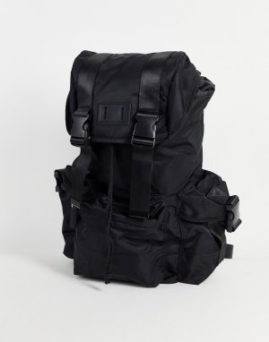 Черный нейлоновый рюкзак с несколькими отделениями -Черный цвет ASOS DESIGN