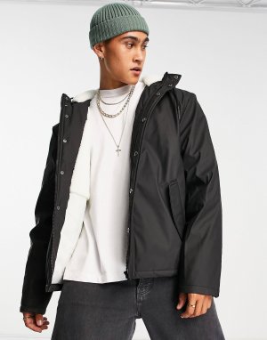Черная водоотталкивающая куртка-парка с подкладкой из шерсти ASOS DESIGN