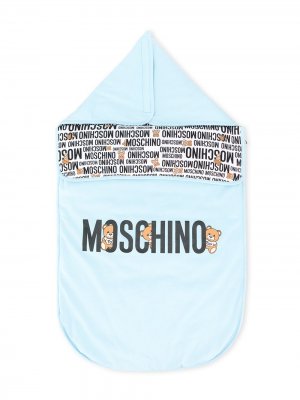 Спальный конверт с логотипом Moschino Kids. Цвет: синий