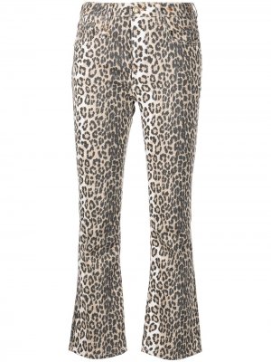 Расклешенные укороченные джинсы с леопардовым принтом R13. Цвет: черный
