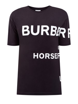 Хлопковая футболка из джерси с контрастным принтом Horseferry BURBERRY. Цвет: черный