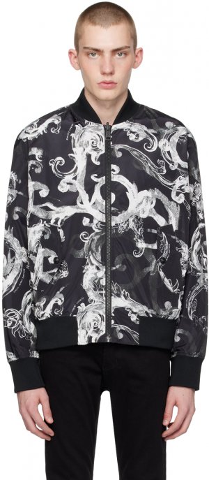 Черно-белый двусторонний бомбер Watercolor Couture Versace Jeans